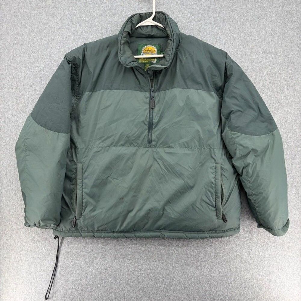 Cabela's Premier Northern Goose Down Jacket Men's XL Green Pullover Vintage